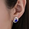 Round Blue Sapphire Dainty Earrings