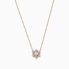 Floral Shaped Round Diamond Pendant Necklace