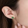 4 Prong Setting Emerald Stud Earring