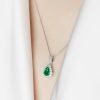Pear Shaped Emerald and Diamond Pendant Necklace
