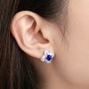 Oval Sapphire And Diamond Stud Earrings