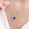 Oval-Shaped Sapphire and Diamond Pendant Necklace
