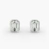 [Valentine’s Day Gift]Bezel Set Emerald Cut Lab-Grown Diamond Stud Earrings